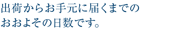 出荷からお手元に届くまでのおおよその日数です。